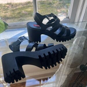 Black UNION-BAY Strappy Platform Heels for Women
